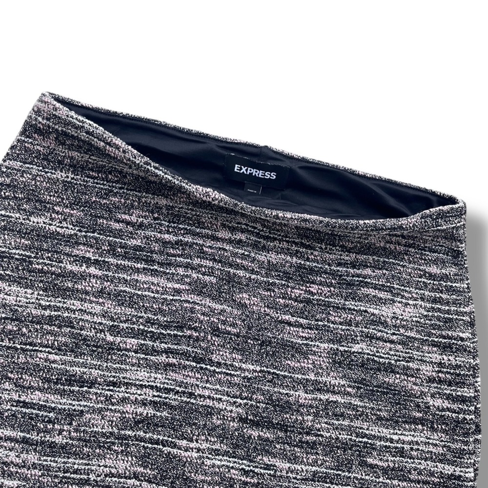 Express Women's S Black Pink Marled Textured Tweed Knit Pencil Skirt Preppy Chic